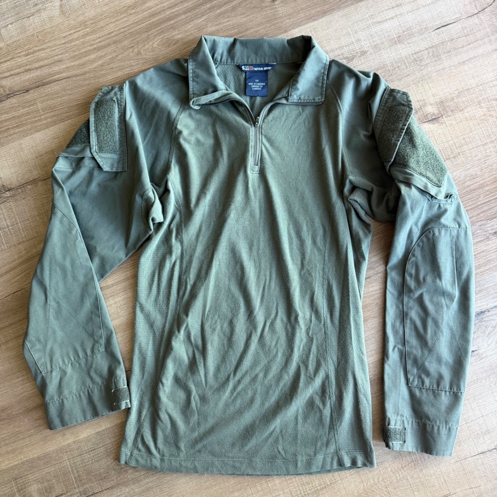 5.11 Tactical Series Rapid Assault Shirt Mens Medium Tundra Green Quarter Zip - Picture 1 of 8